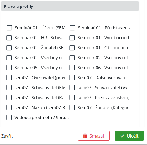 Seminářová třída - účastník