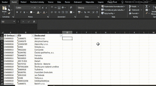 MS Excel - přidání vzorce