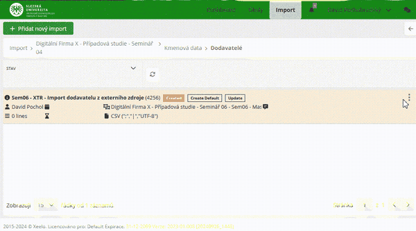 Postup pro import požadavků